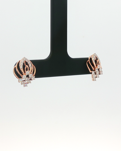 Diamond Openwork Stud Earrings in Rose Gold