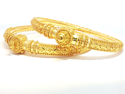 Ornate Beaded 22KT Gold Bangle