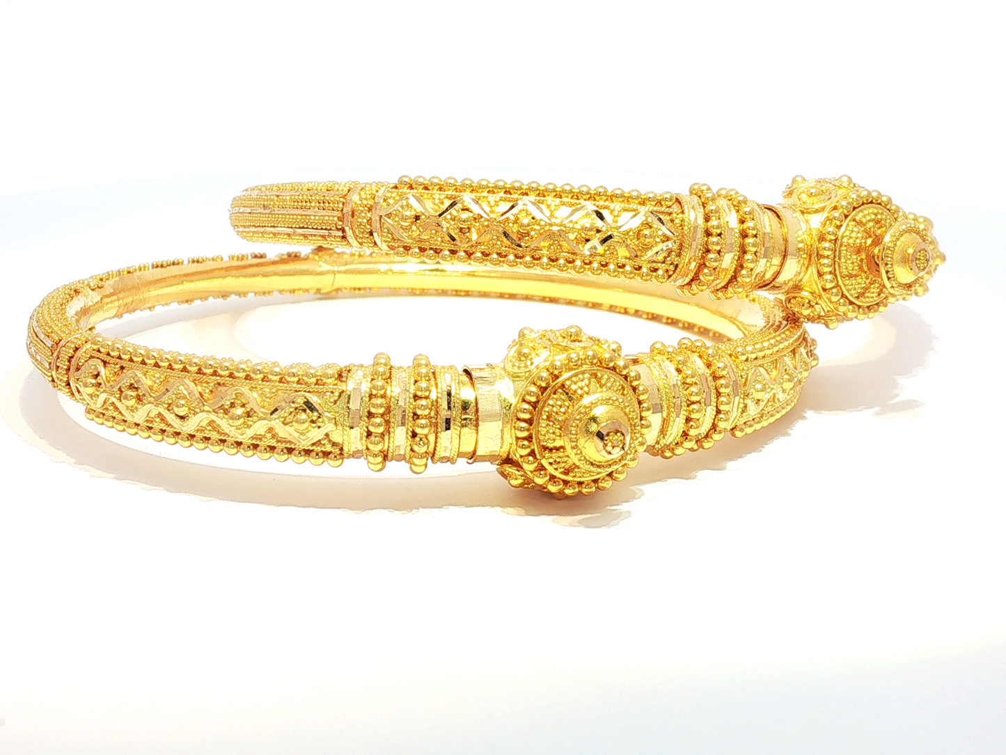 Ornate Beaded 22KT Gold Bangle