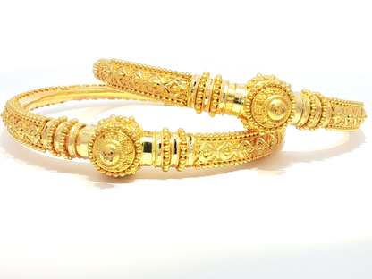 Ornate Beaded 22KT Gold Bangle