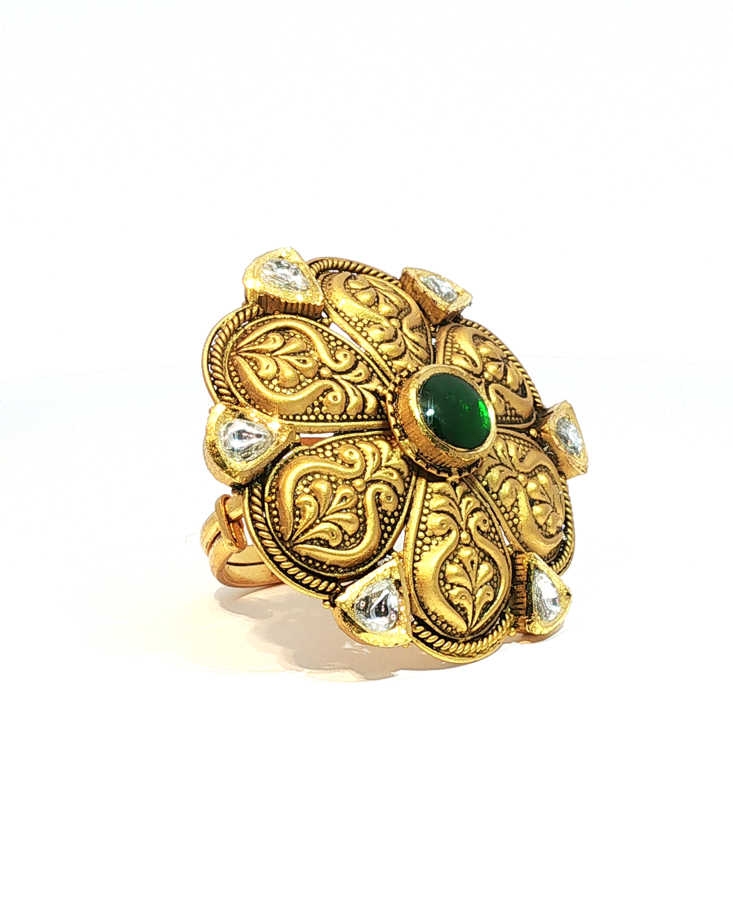 Ornate Floral antique Cocktail Ring in 22KT Gold