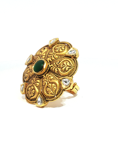 Ornate Floral antique Cocktail Ring in 22KT Gold
