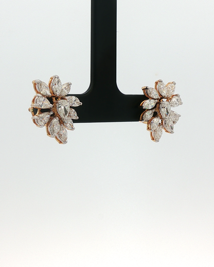 Marquise and Pear Diamond Cluster Earrings — White Gold