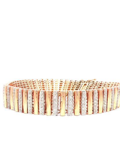Rose Gold Diamond Alternating Bar Link Bracelet