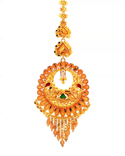 Ornate Gold-Tone Crescent Motif Maang Tikka
