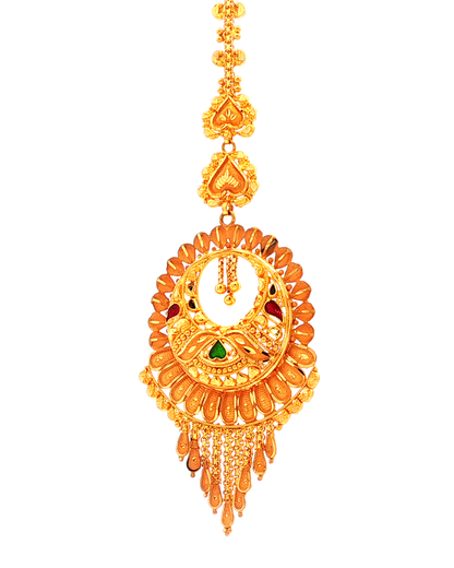 Ornate Gold-Tone Crescent Motif Maang Tikka