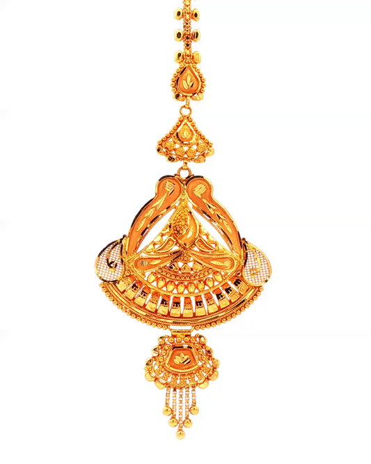 Traditional Yellow Gold Filigree Maang Tikka