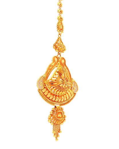 Traditional Yellow Gold Filigree Maang Tikka