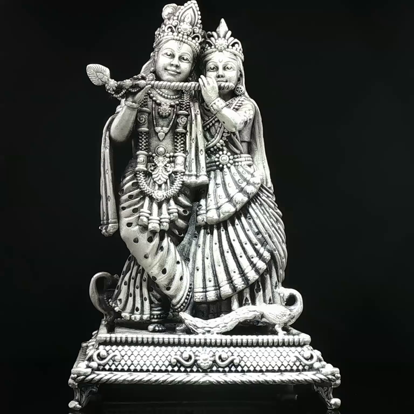 Oxidized Silver-Tone Radha Krishna Figurine