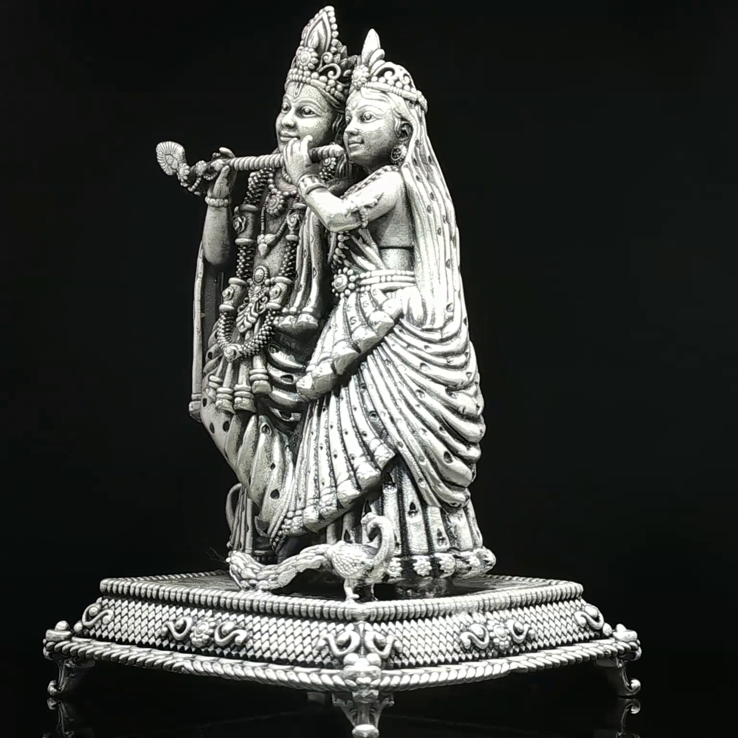 Oxidized Silver-Tone Radha Krishna Figurine