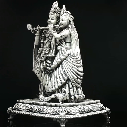 Oxidized Silver-Tone Radha Krishna Figurine