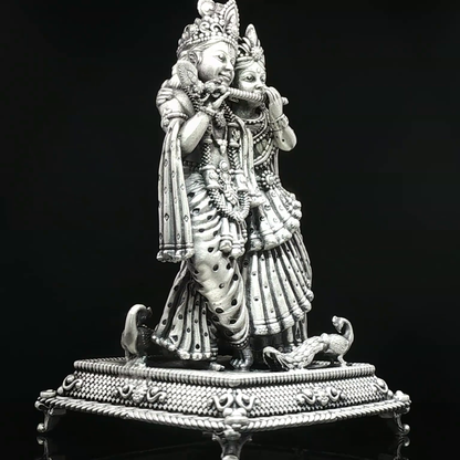 Oxidized Silver-Tone Radha Krishna Figurine
