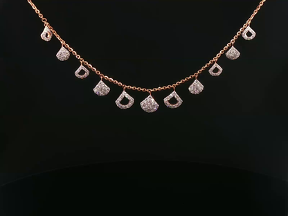 Rose Gold Diamond Pave Fan Charm Necklace