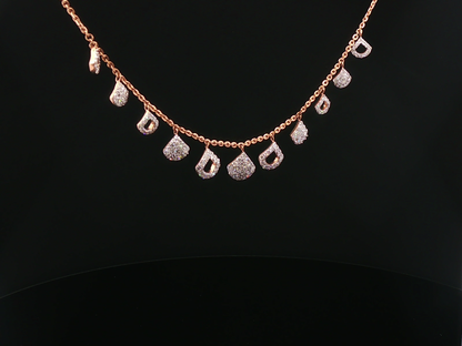 Rose Gold Diamond Pave Fan Charm Necklace