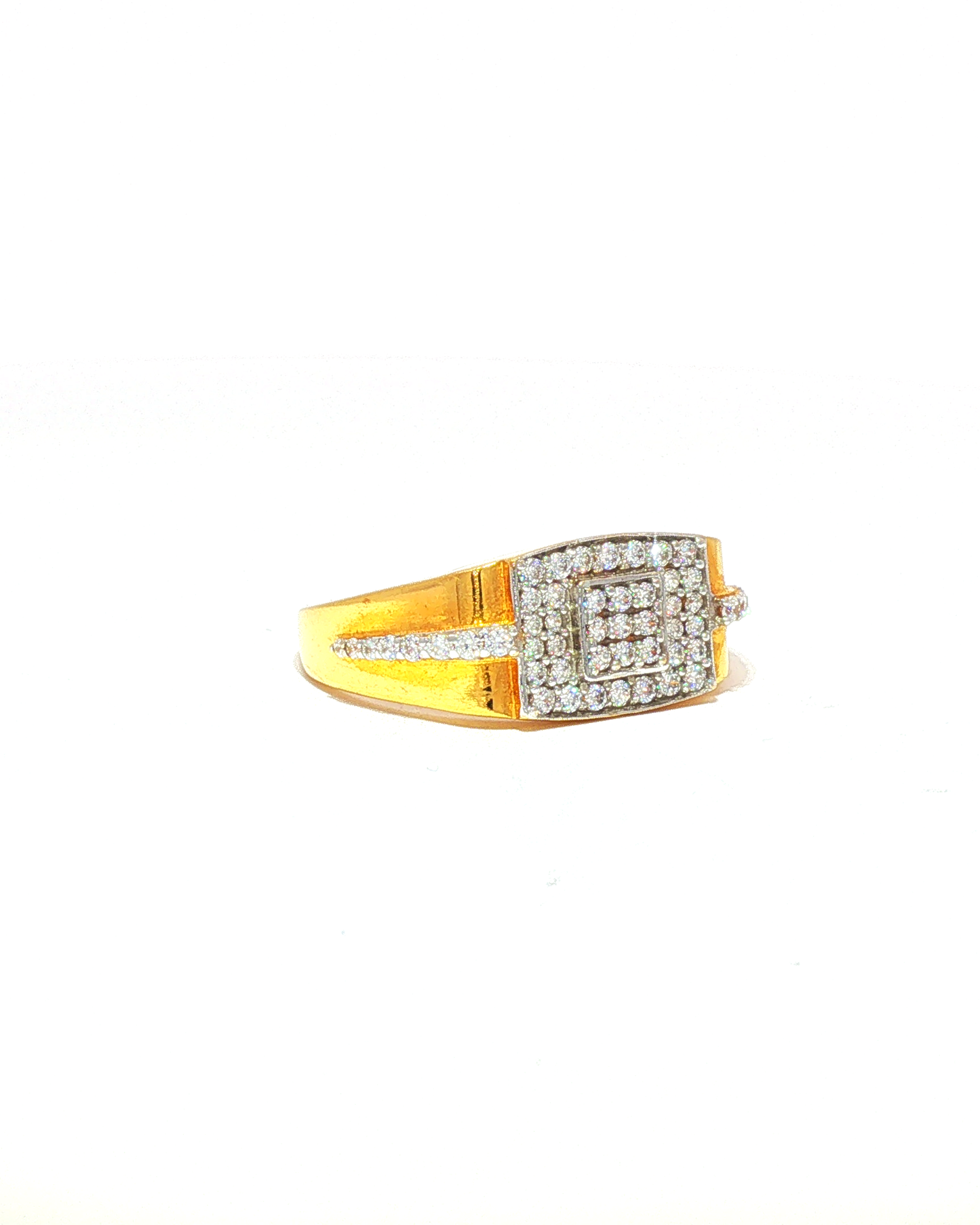 Diamond Pave Square Signet Ring in Yellow Gold
