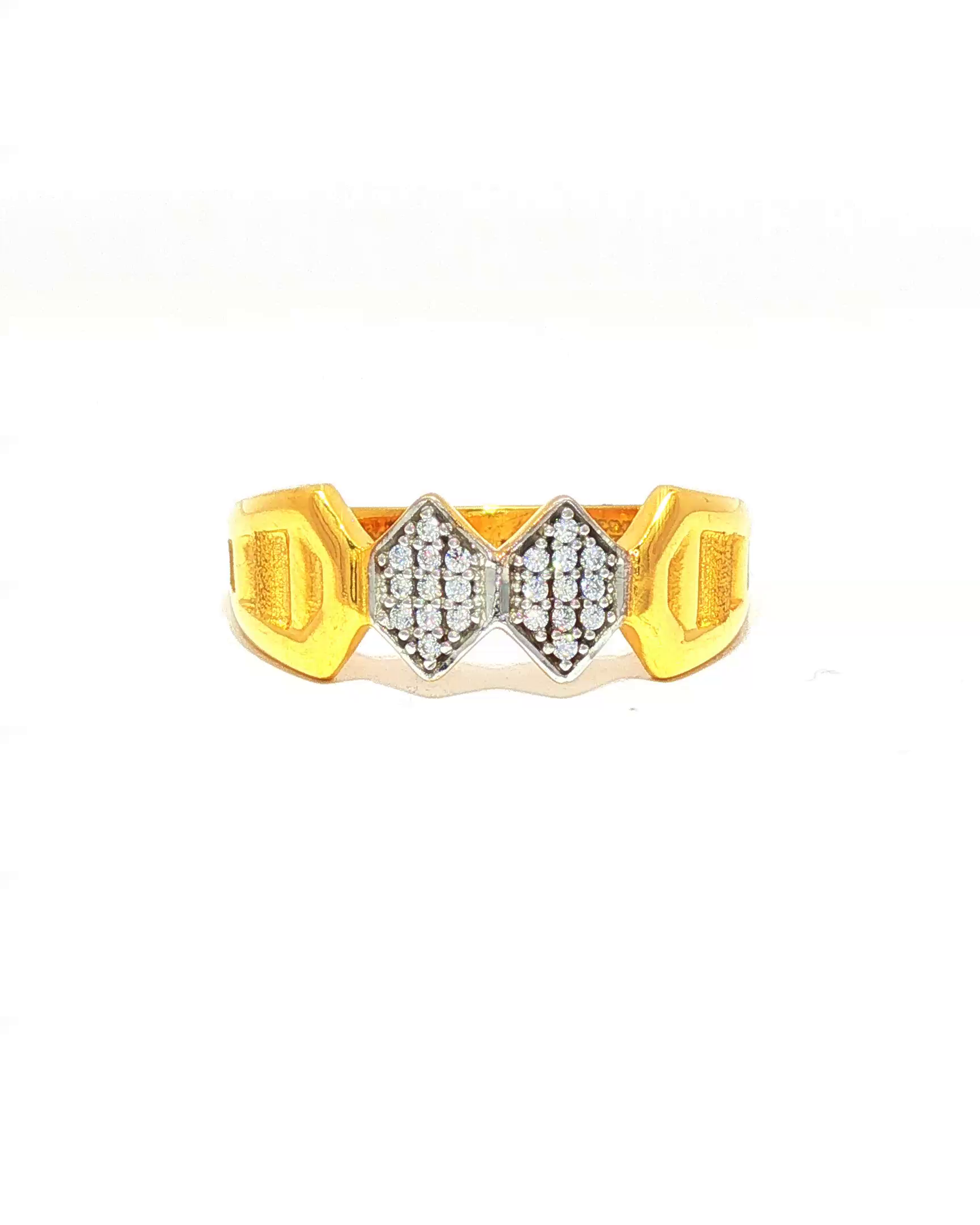 Yellow Gold Geometric Diamond Multistone Ring