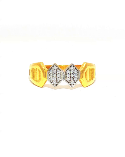 Yellow Gold Geometric Diamond Multistone Ring
