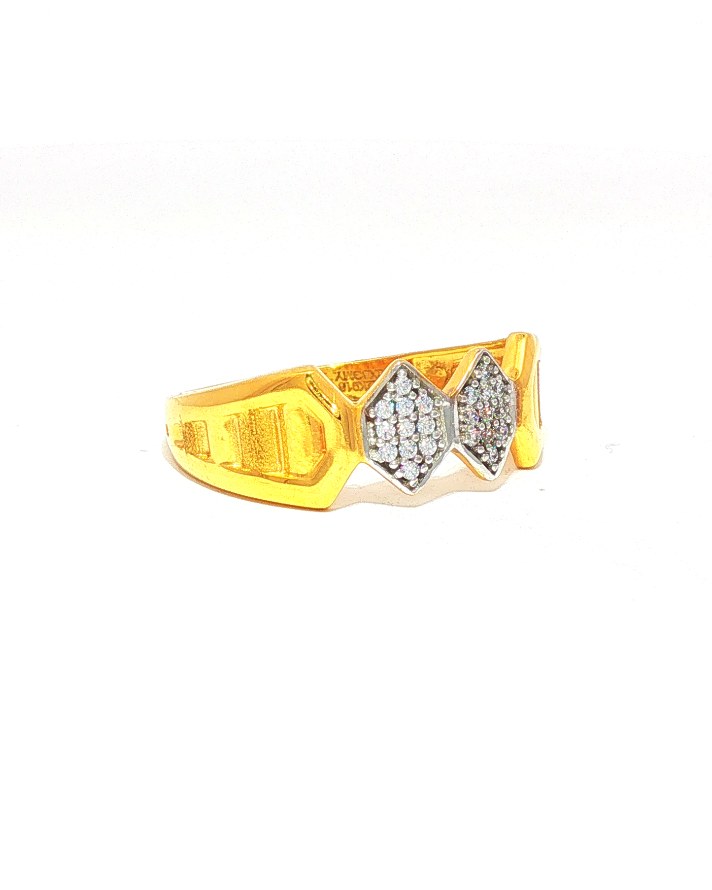 Yellow Gold Geometric Diamond Multistone Ring