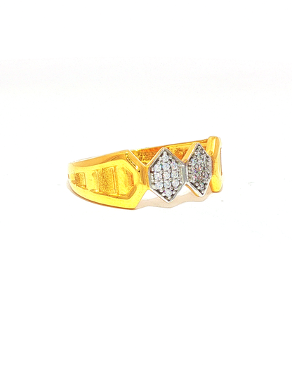 Yellow Gold Geometric Diamond Multistone Ring