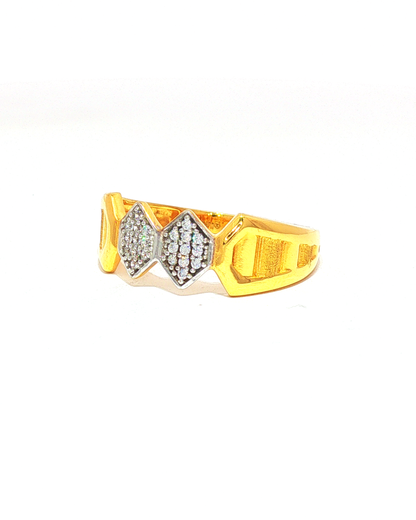 Yellow Gold Geometric Diamond Multistone Ring