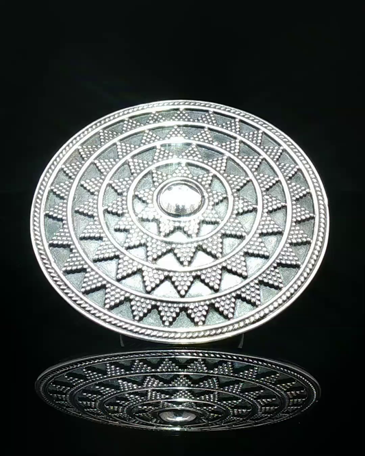 Silver-Tone Beaded Geometric Mandala Medallion