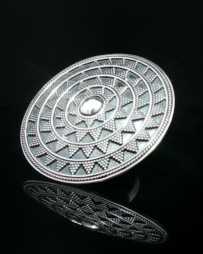 Silver-Tone Beaded Geometric Mandala Medallion