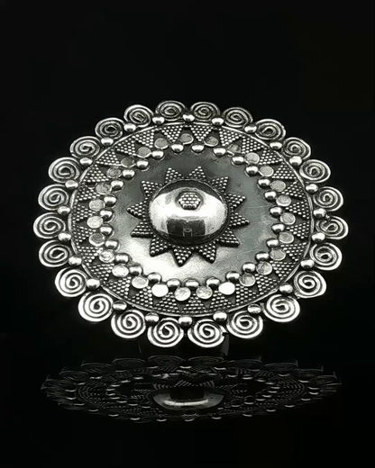 Ornate Silver Dome Cocktail Ring with Granulation Details
