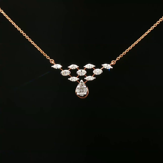 Rose Gold Diamond Geometric Cluster Pendant Necklace