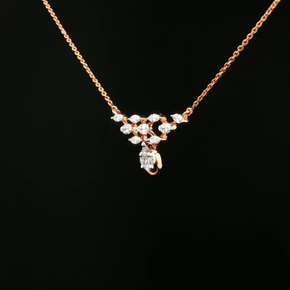 Rose Gold Diamond Geometric Cluster Pendant Necklace