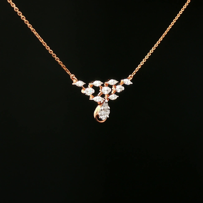 Rose Gold Diamond Geometric Cluster Pendant Necklace