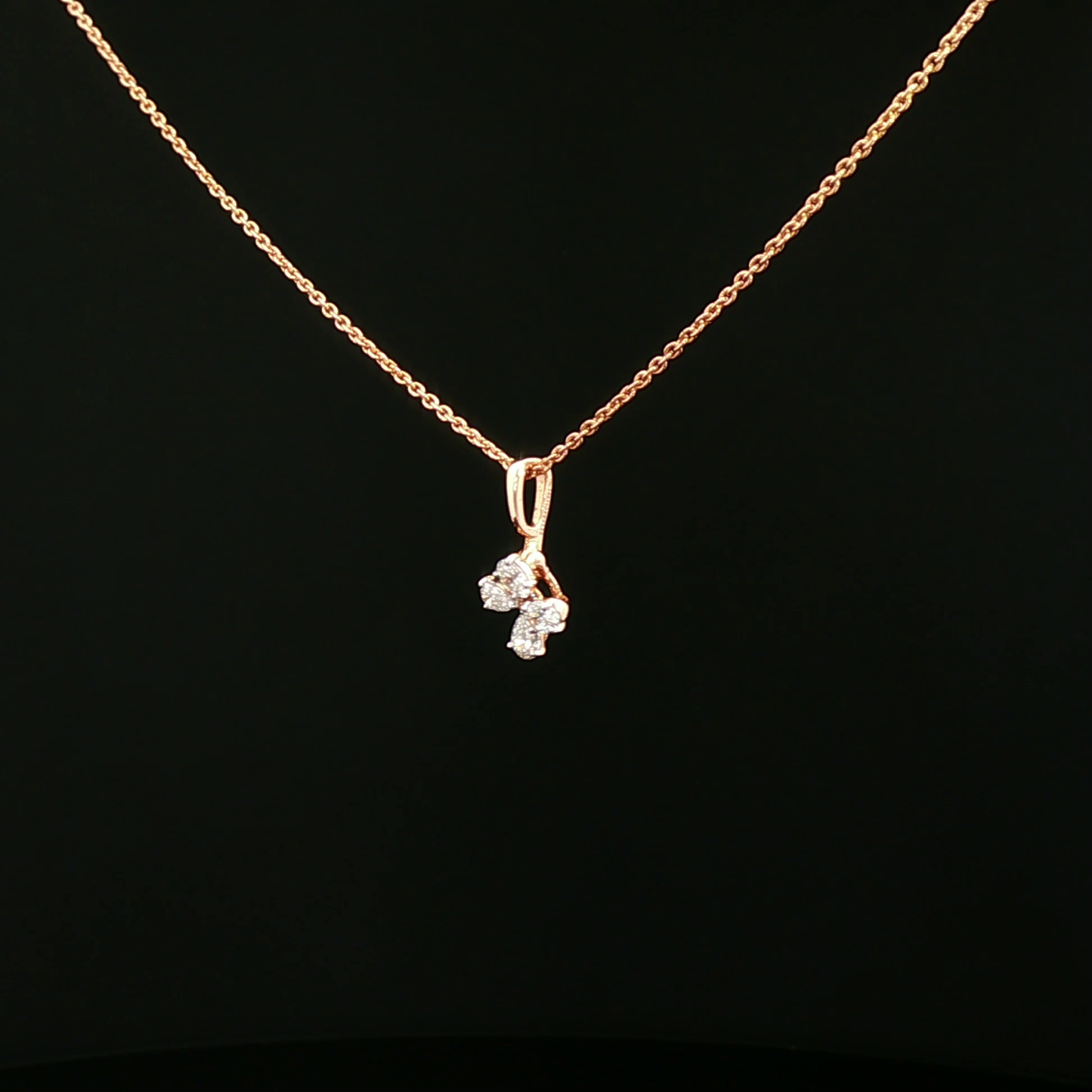 Diamond Butterfly Charm Necklace in Rose Gold