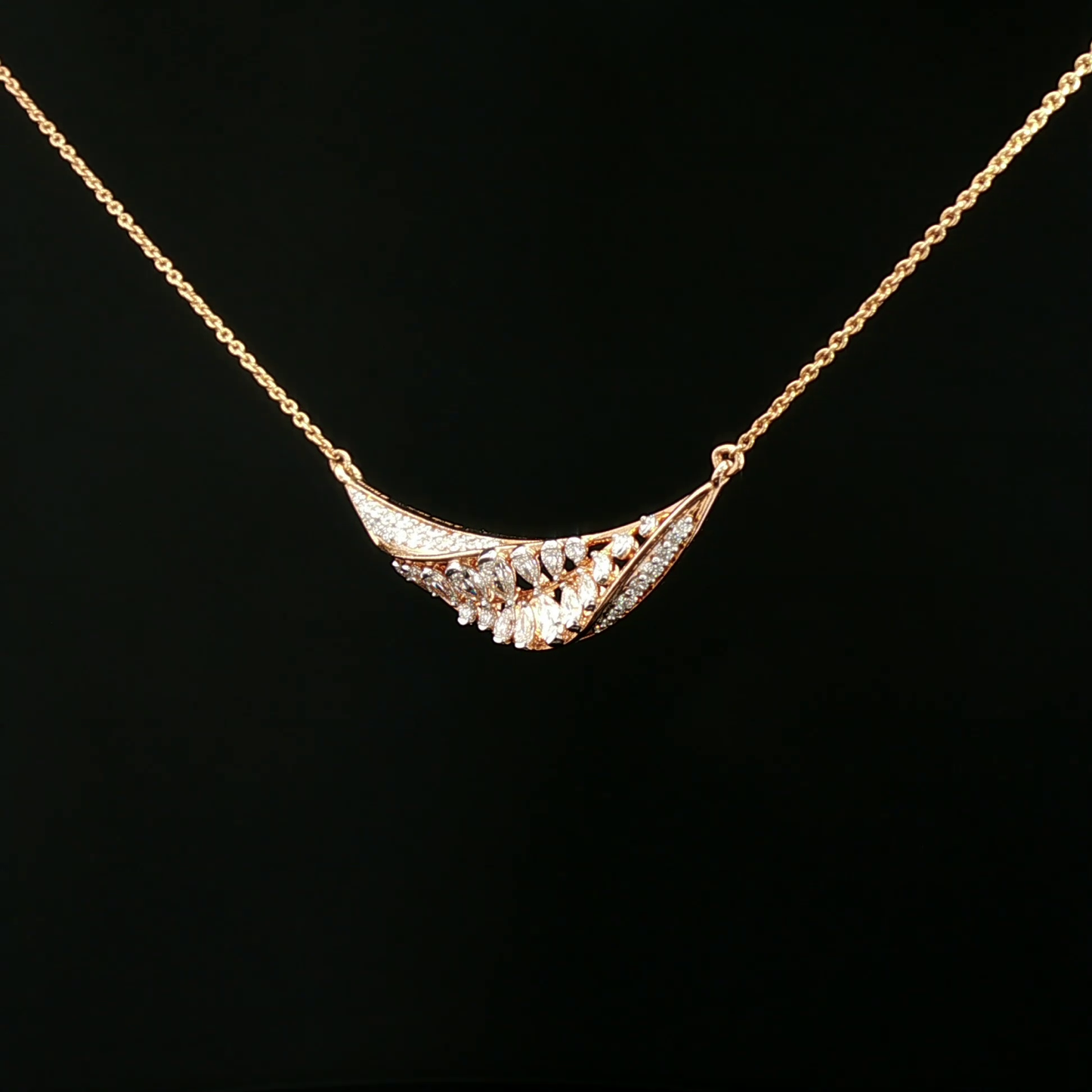 Diamond Crescent Motif Necklace in Rose Gold