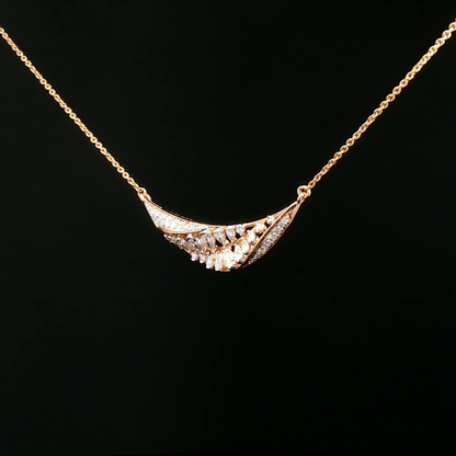 Diamond Crescent Motif Necklace in Rose Gold