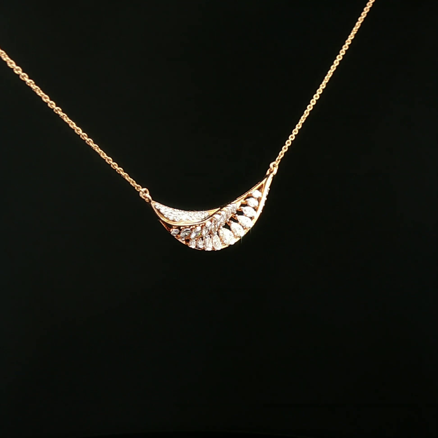 Diamond Crescent Motif Necklace in Rose Gold