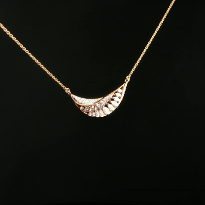Diamond Crescent Motif Necklace in Rose Gold