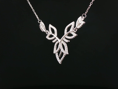 CZ Openwork Leaf Motif Necklace in Silver