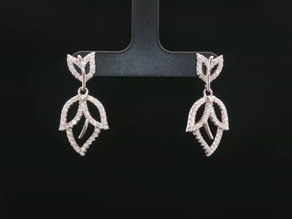 CZ Openwork Leaf Motif Necklace in Silver