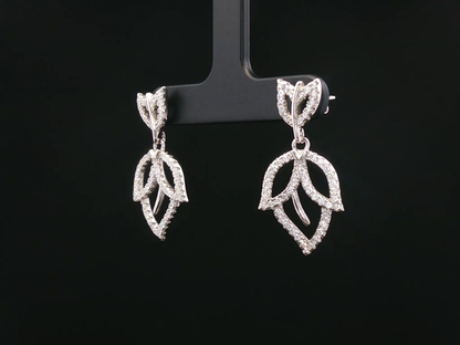 CZ Openwork Leaf Motif Necklace in Silver