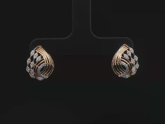 Marquise Diamond Bypass Cluster Earrings in Rose Gold
