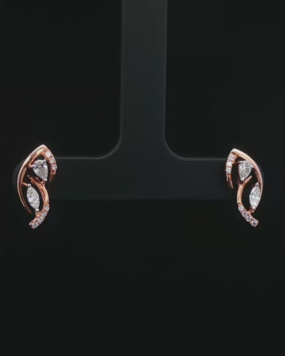 Pear and Marquise-Cut Diamond Rose Gold Bypass Stud Earrings