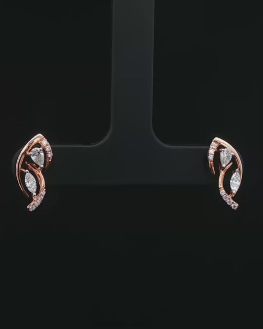 Pear and Marquise-Cut Diamond Rose Gold Bypass Stud Earrings
