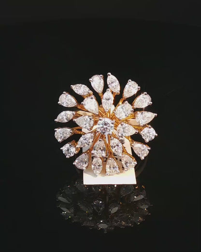 Round Brilliant Cut Diamond Yellow Gold Cocktail Ring