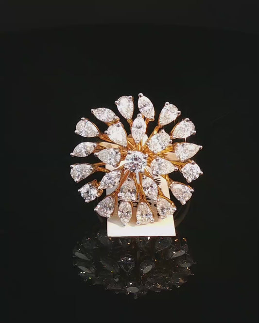 Round Brilliant Cut Diamond Yellow Gold Cocktail Ring