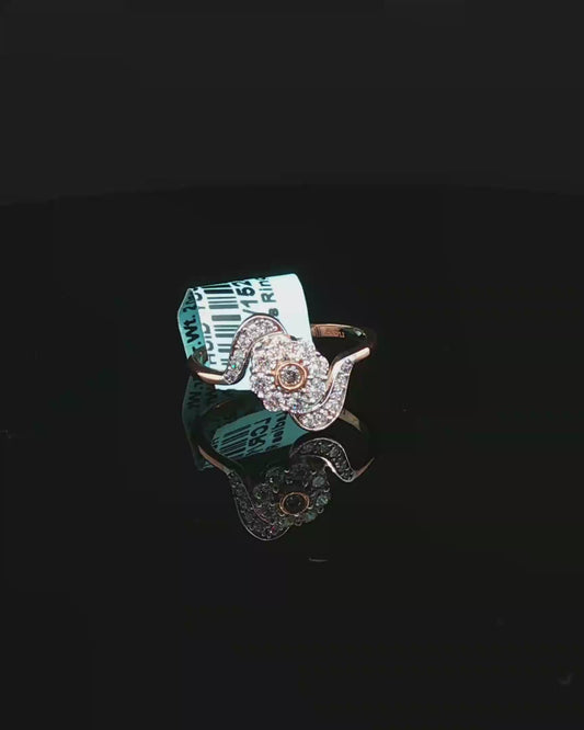 Floral Pave Diamond Rose Gold Bypass Cocktail Ring