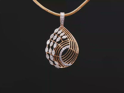 Rose Gold Marquise Diamond Swirl Teardrop Pendant