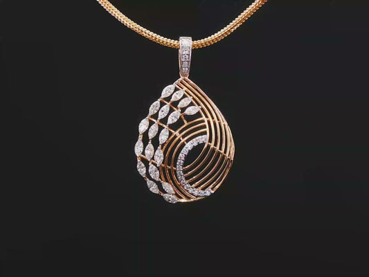 Rose Gold Marquise Diamond Swirl Teardrop Pendant