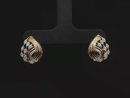 Marquise Diamond Bypass Cluster Earrings in Rose Gold
