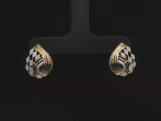Marquise Diamond Bypass Cluster Earrings in Rose Gold