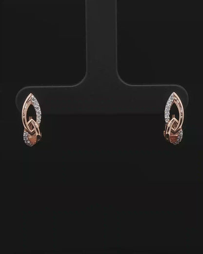 Rose Gold Interlocking Marquise Diamond Stud Earrings