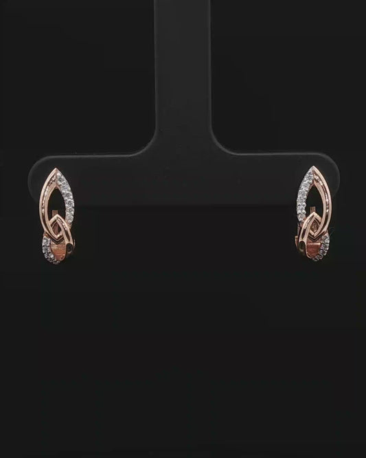 Rose Gold Interlocking Marquise Diamond Stud Earrings